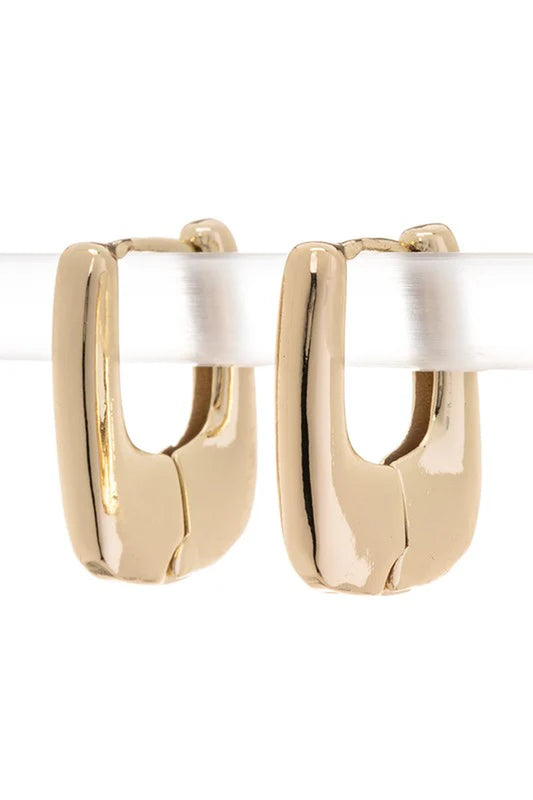 Chunky Square Drop Hoop Earrings